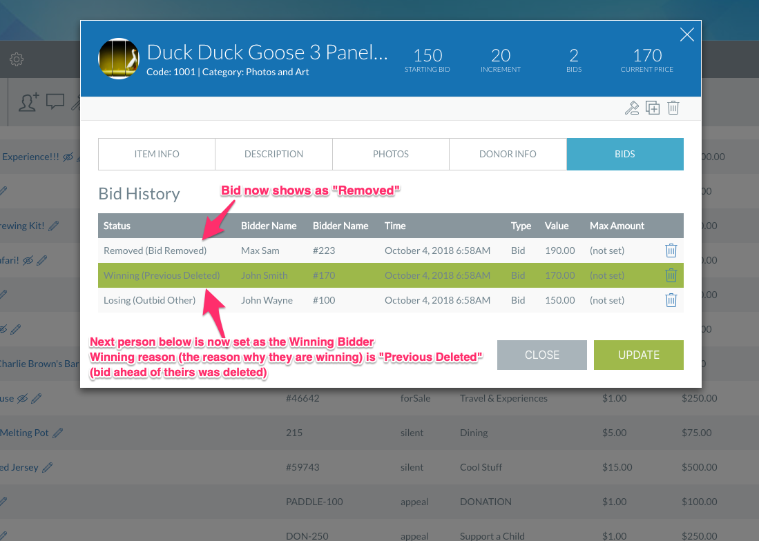 How to Remove a Bid from an Item